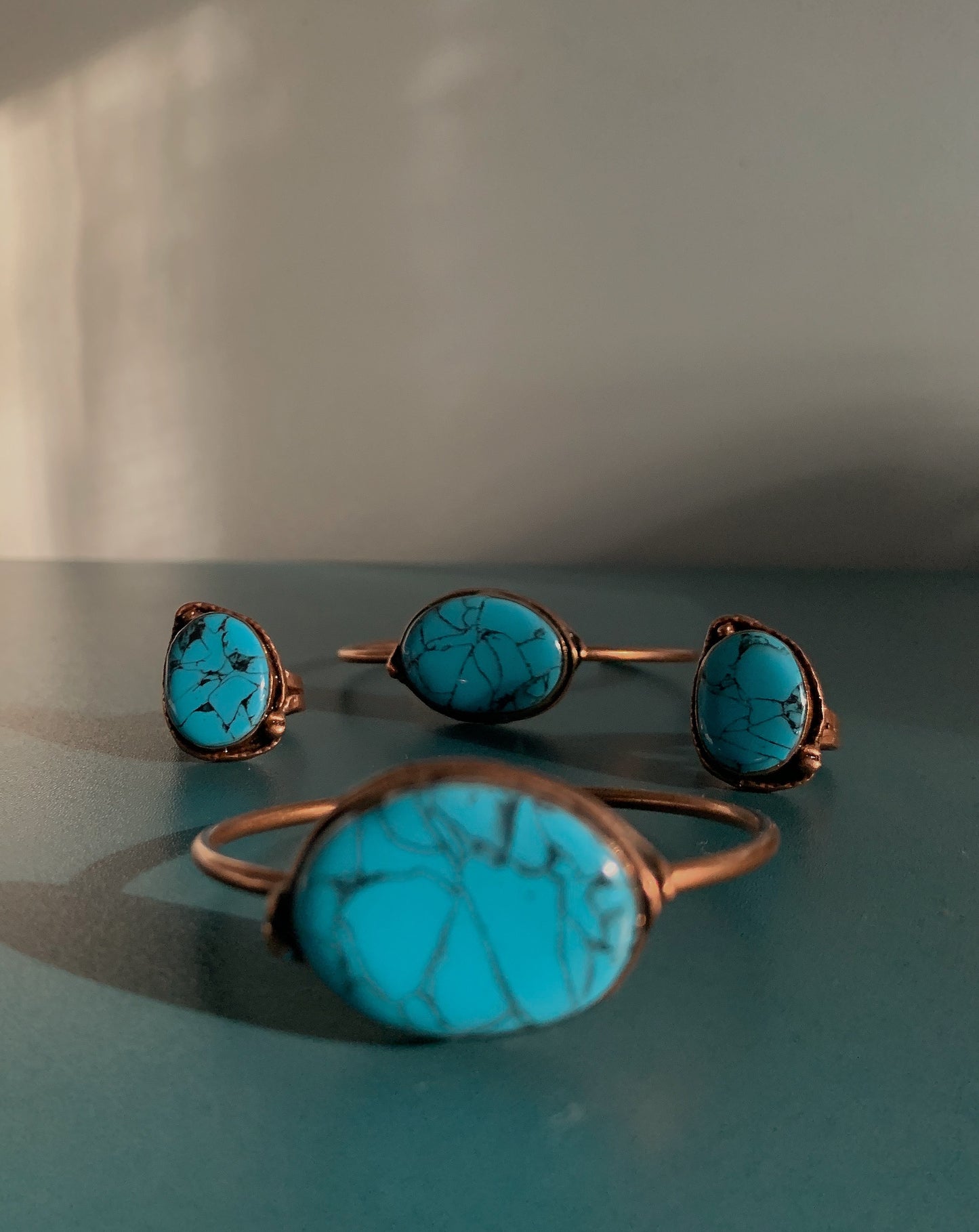 Turquoise and Bronze Adjustable Bracelet