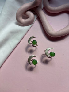 Silver Moon Ring: Green Glow