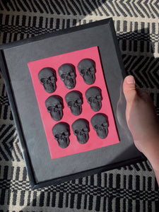 Handmade Polymer Clay Framed 3D Skull Art