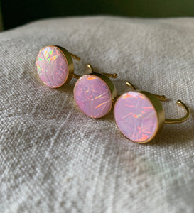 Pink Holo Effect Adjustable Gold Ring Polymer Clay Ring
