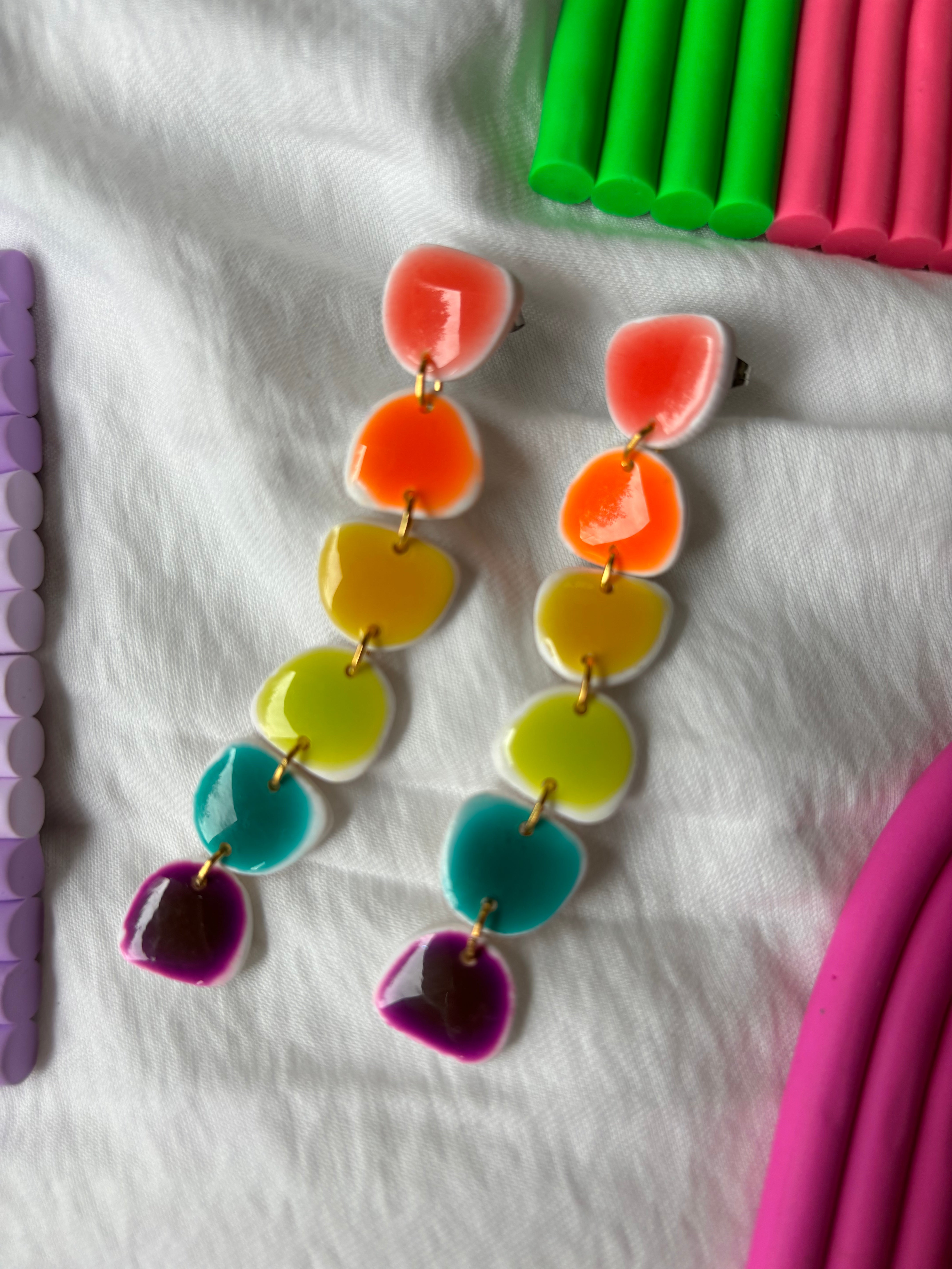 Rainbow Clay & Resin Earrings