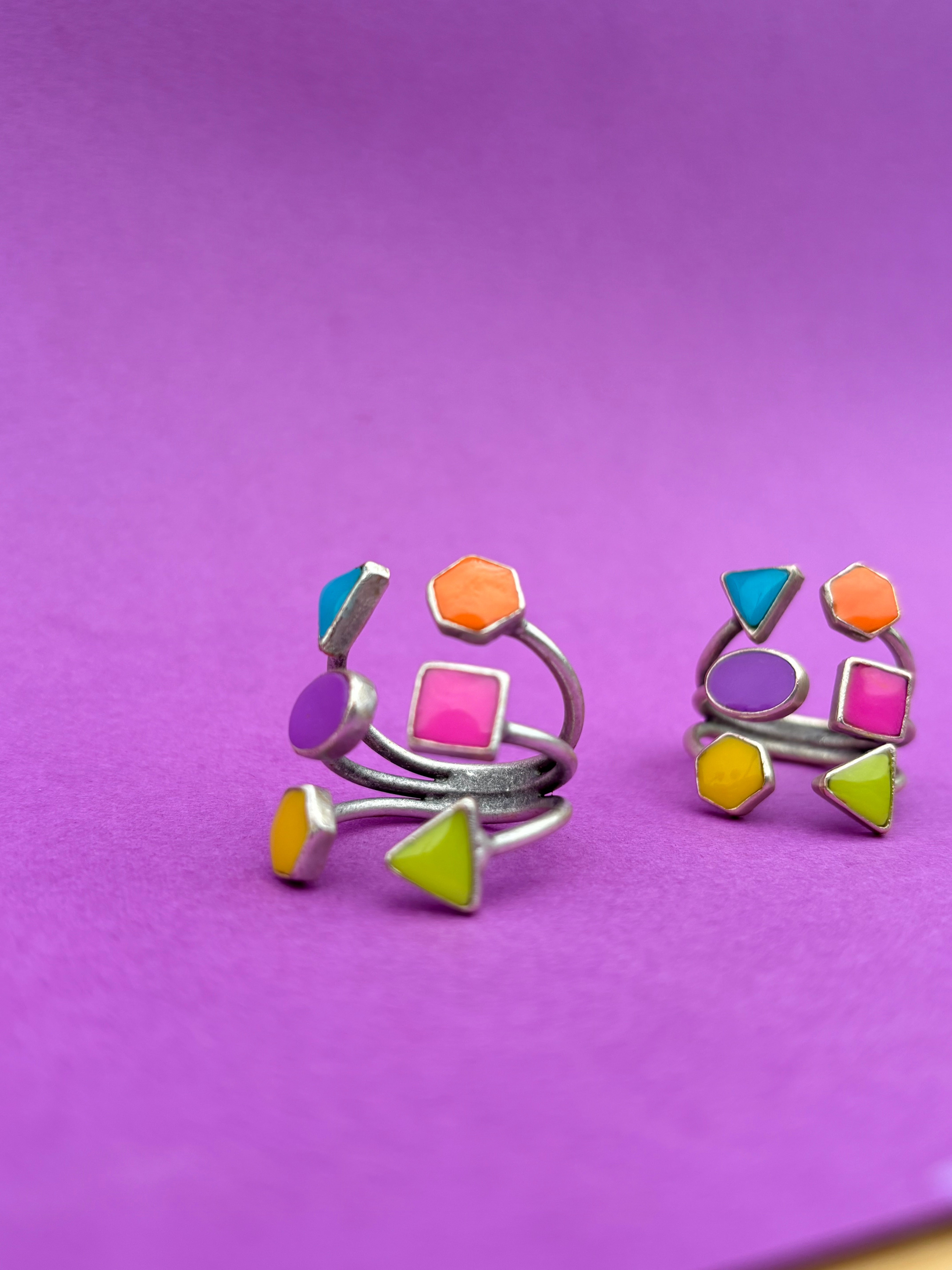 Geometric 3 in 1 Ring: Neon Summer