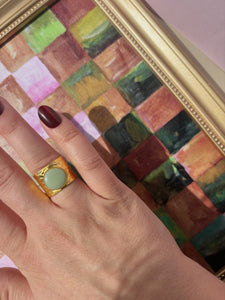 Hammered Gold Wide Ring: Sage