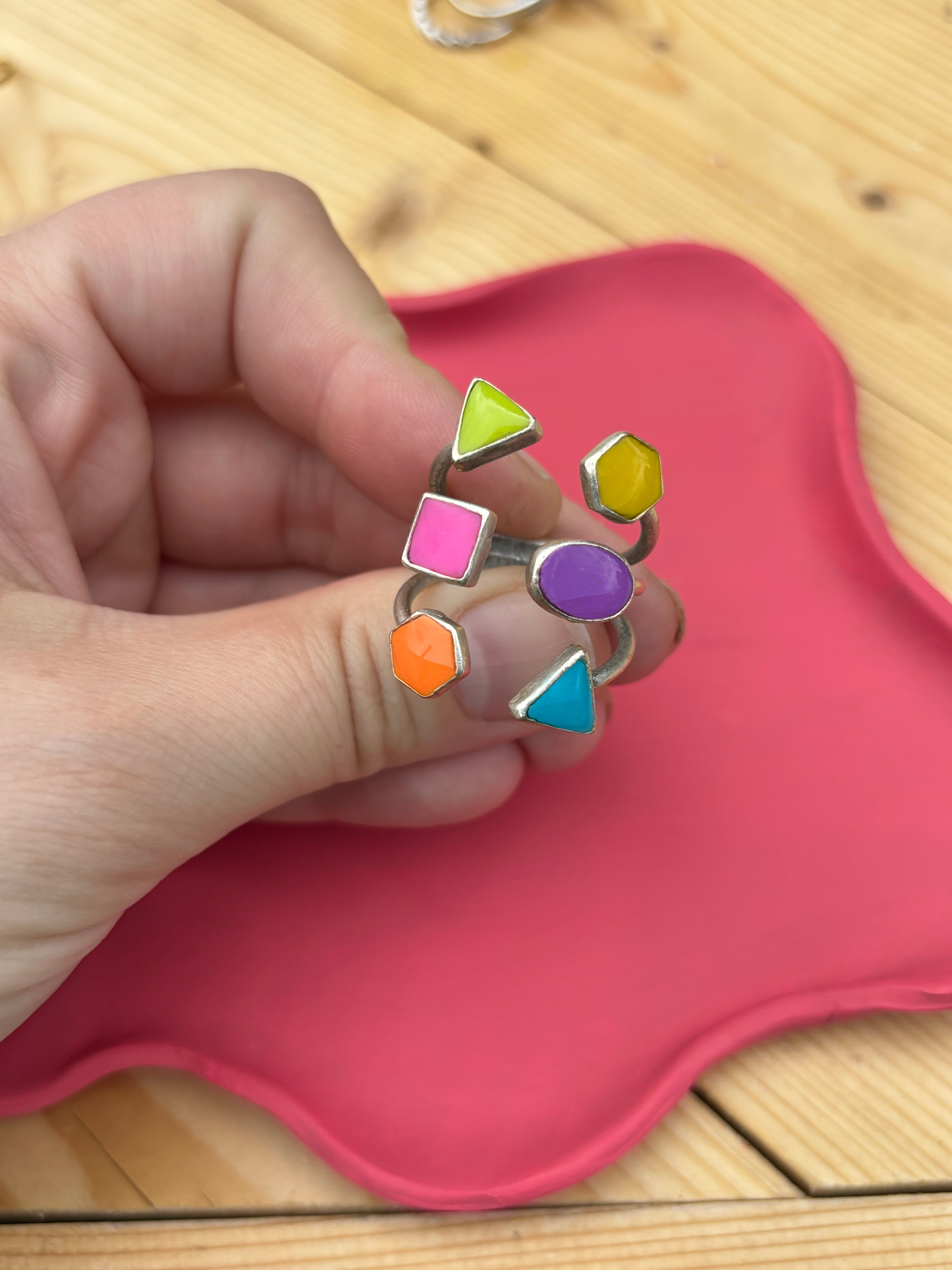 Geometric 3 in 1 Ring: Neon Summer