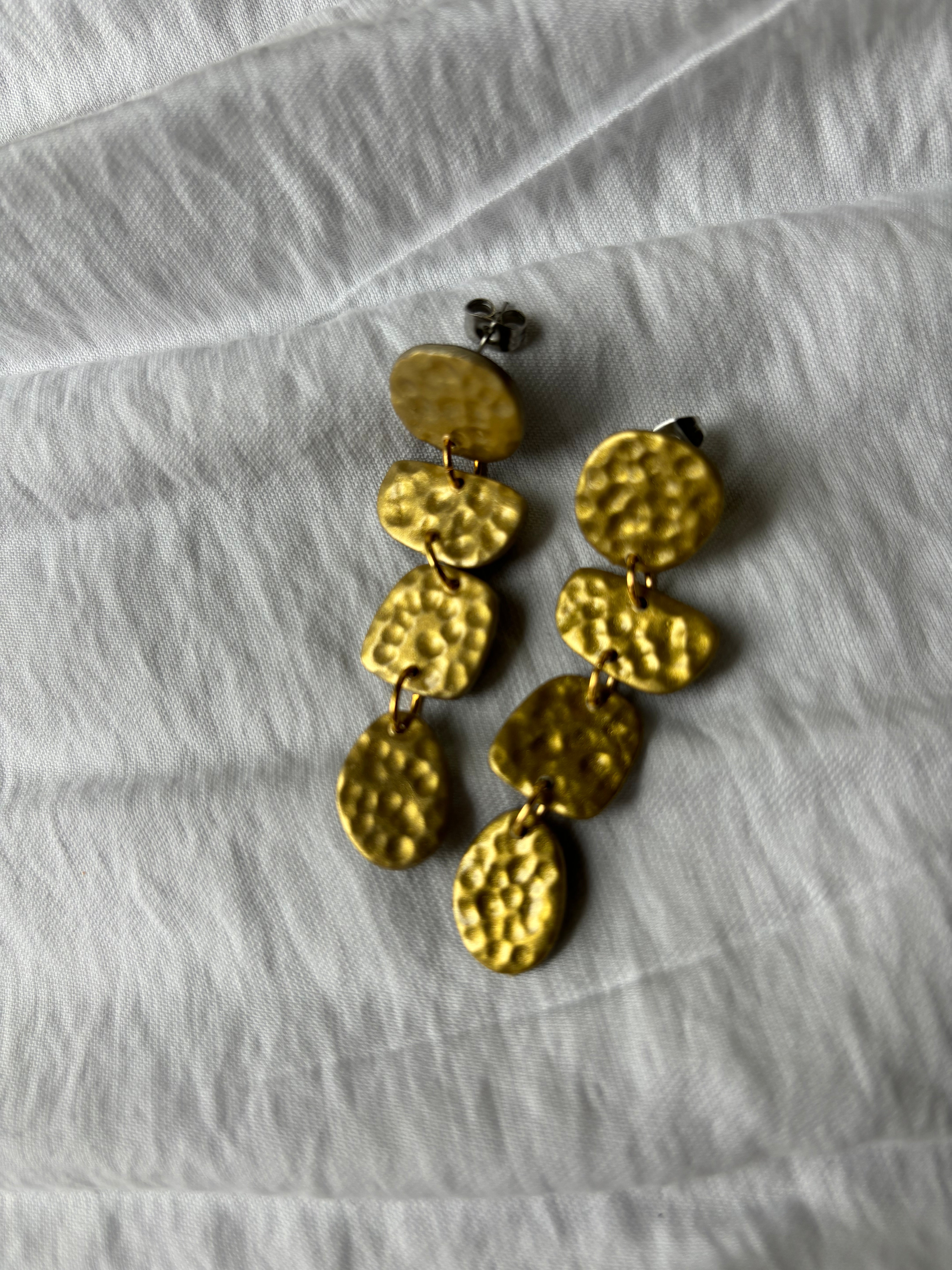 Hammer Gold Polymer Clay Earring