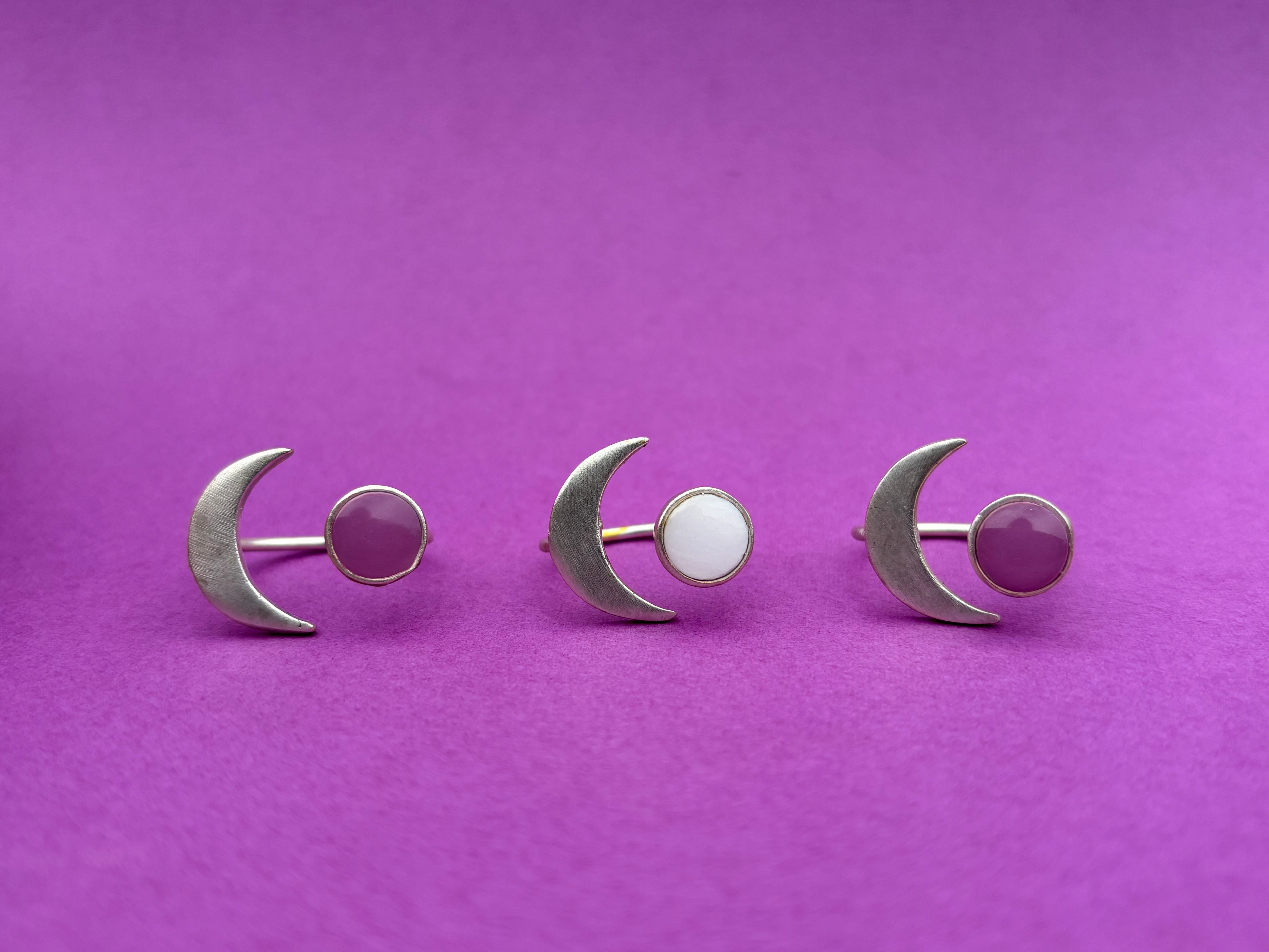 Silver Moon Ring: Purple