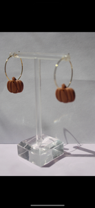 Gold Hoop with Pumpkin Charm