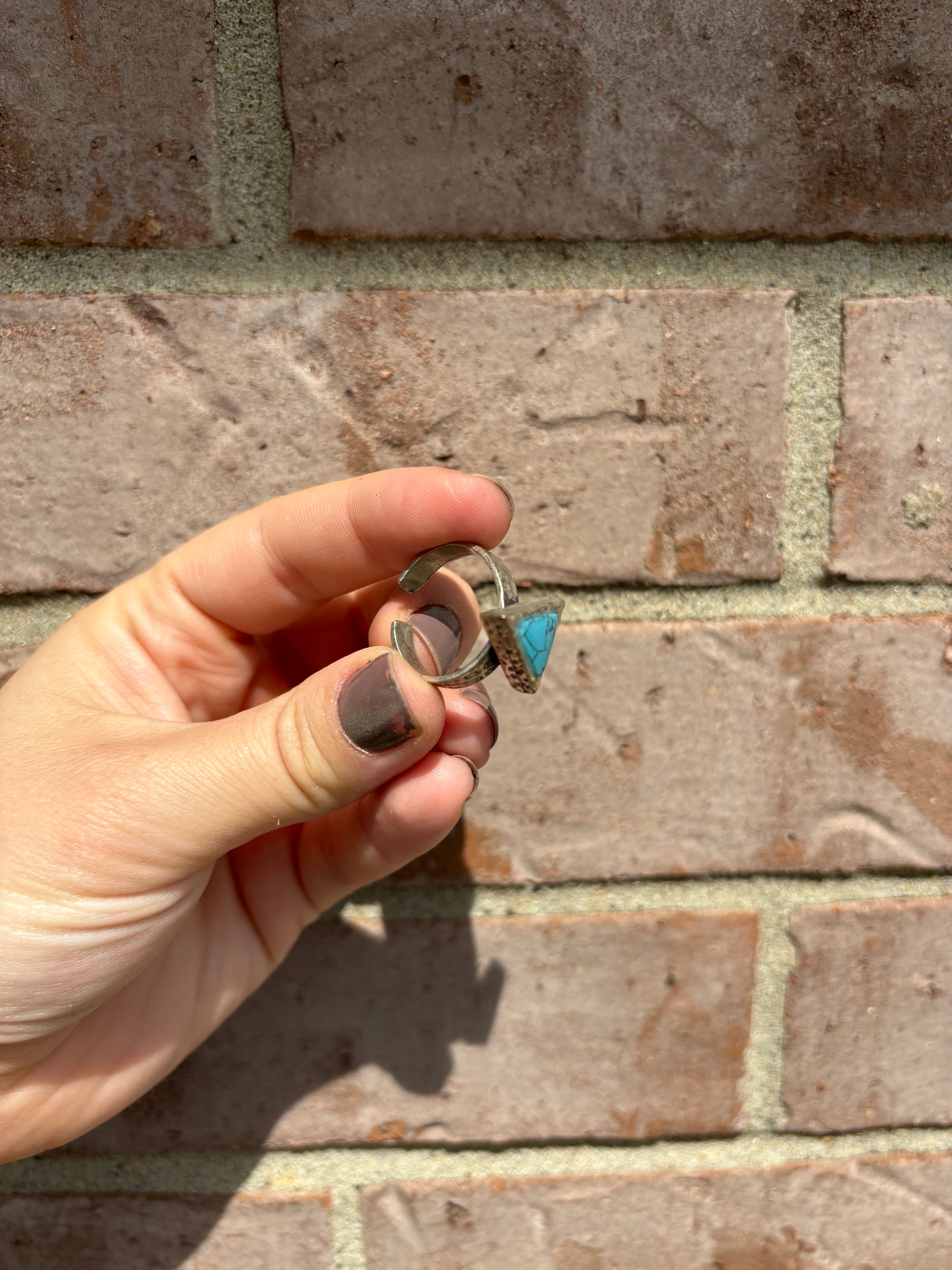 Small Turquoise Triangle Ring