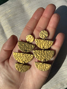 Clay “Hammered Brass” Stacking Bowl Earrings