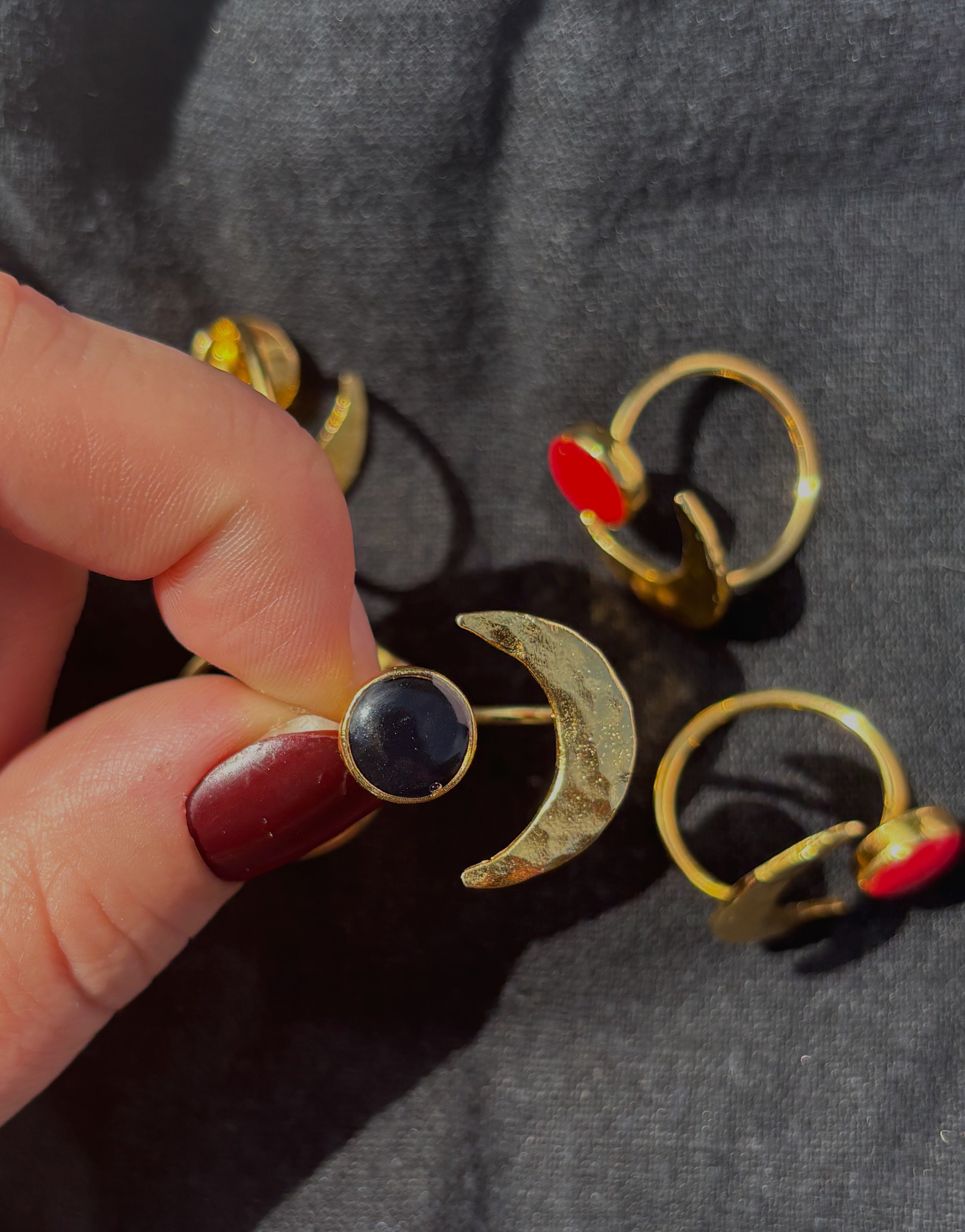 Gold Moon Ring: Black