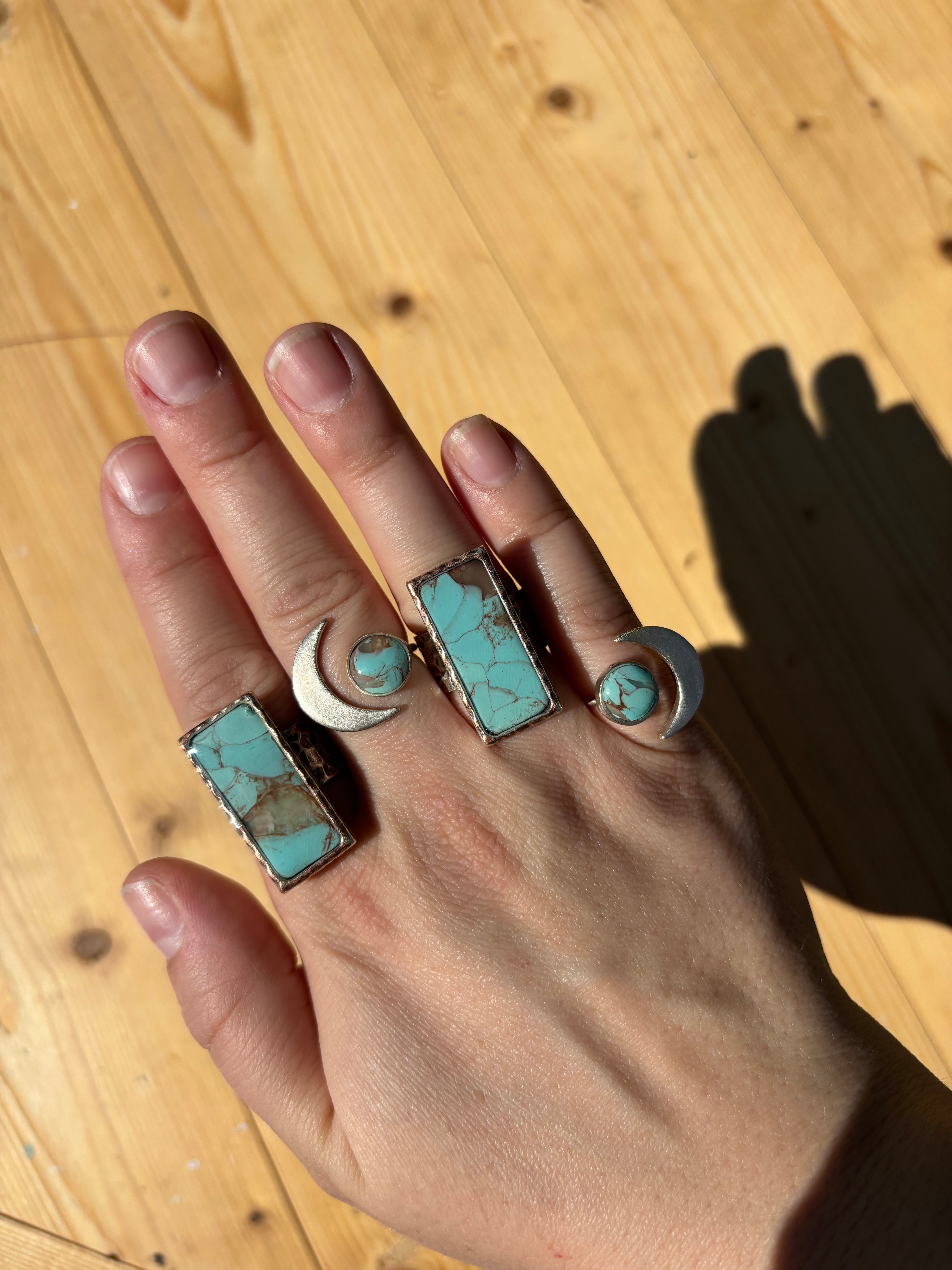 Hammered Silver Ring: Turquoise