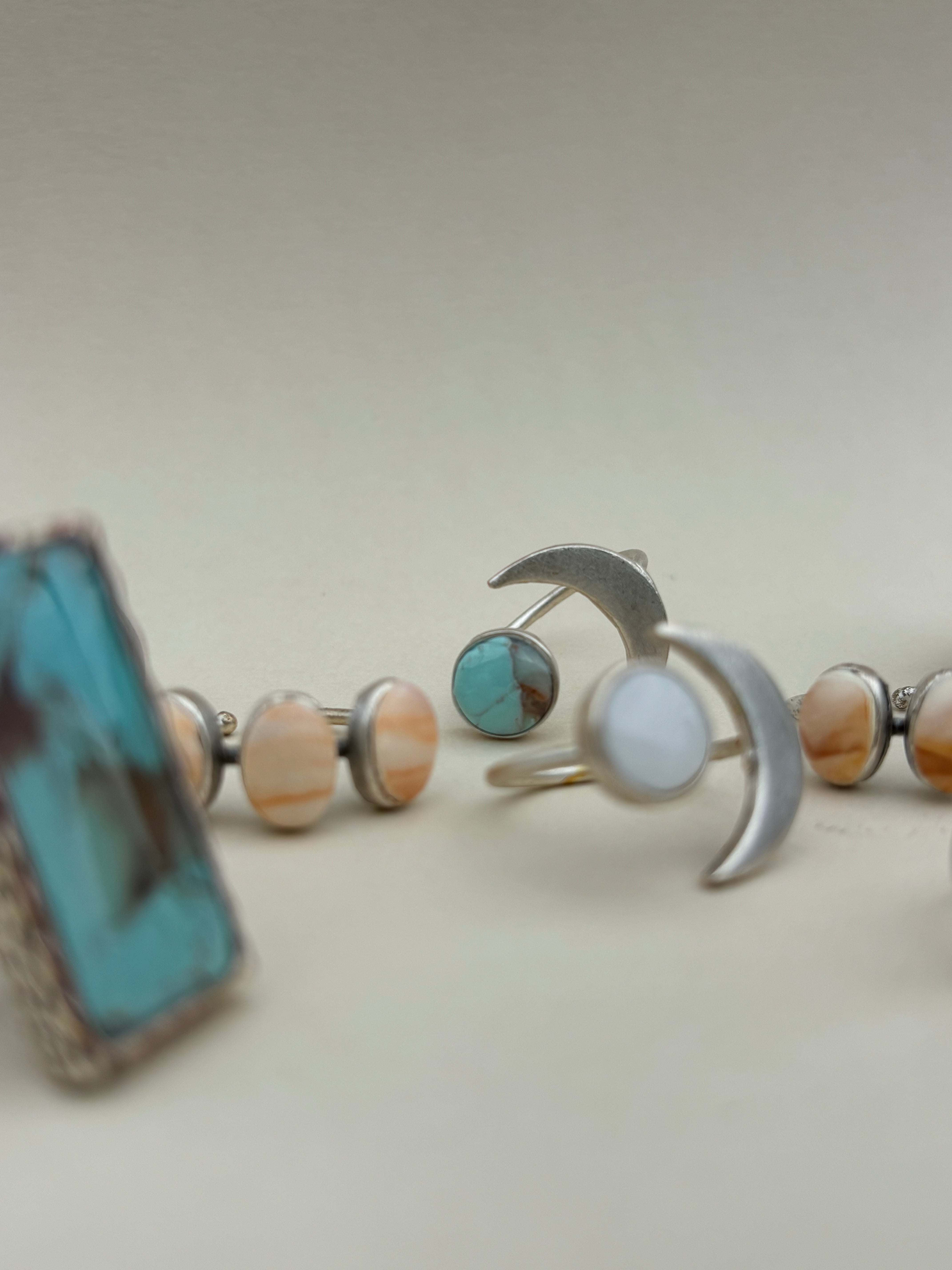 Silver Moon Ring: Turquoise