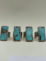 Load image into Gallery viewer, Hammered Silver Ring: Turquoise
