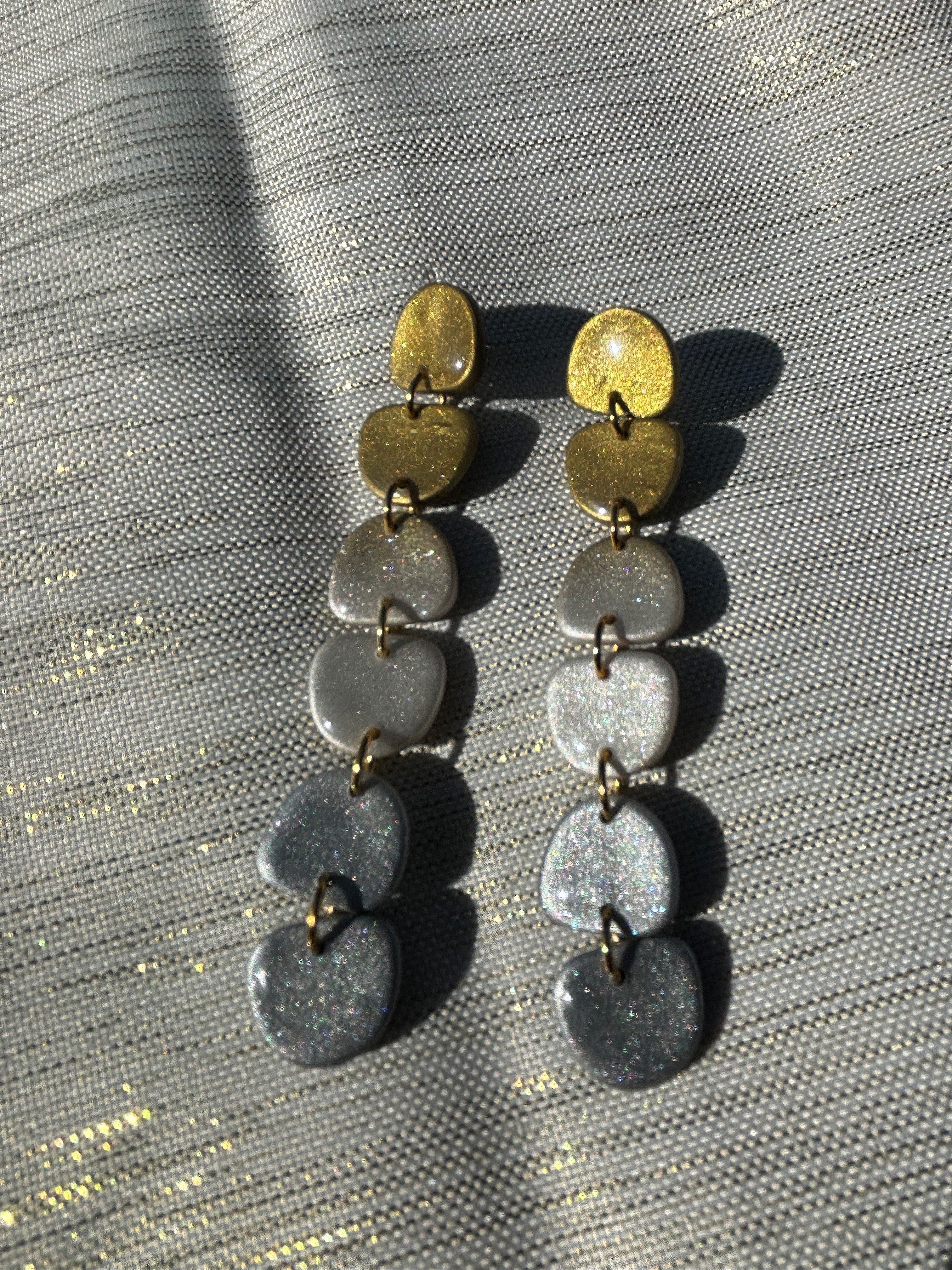 Gold to Silver Ombre Earrings