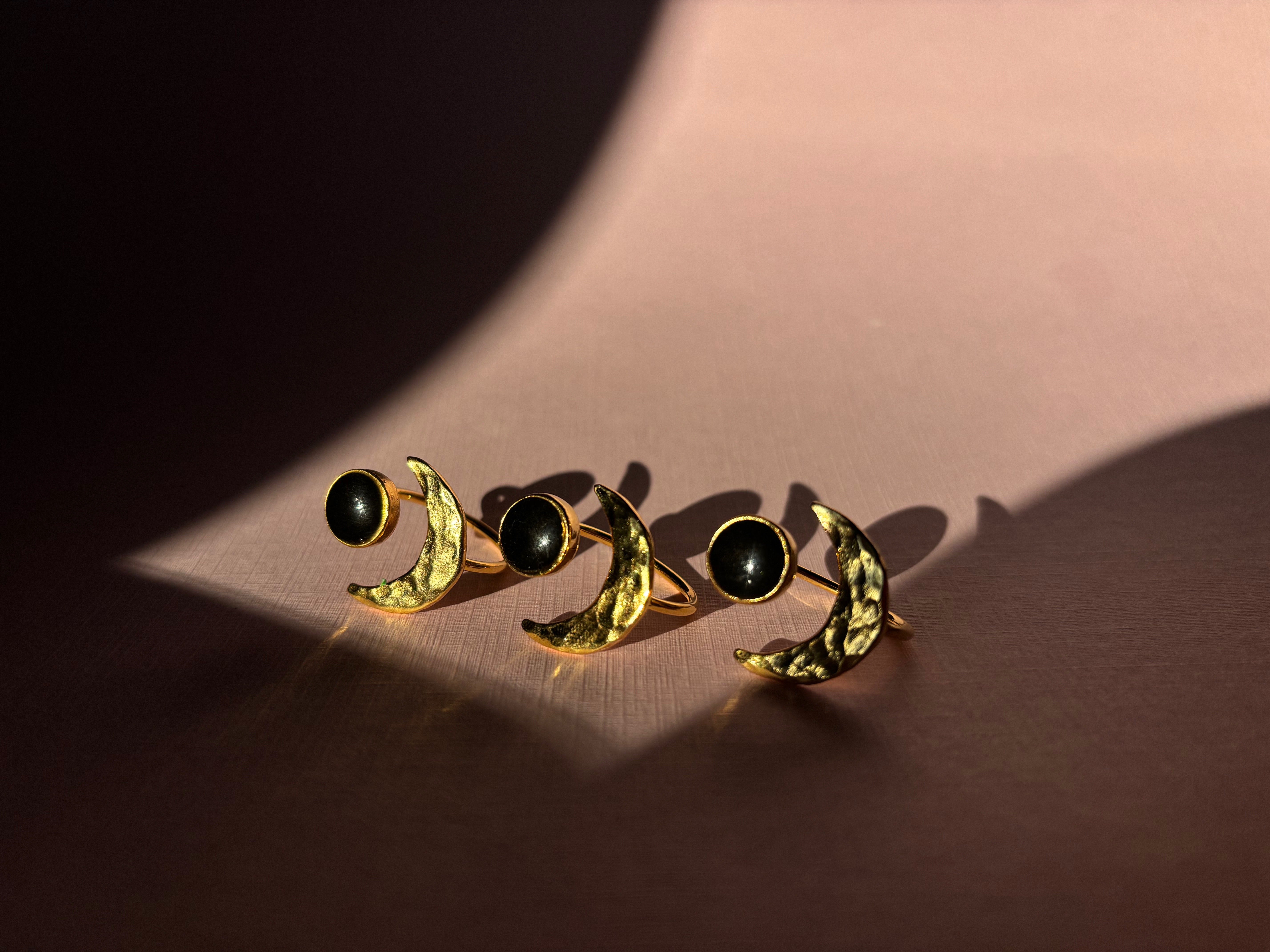 Gold Moon Ring: Black
