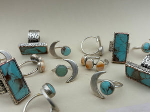 Hammered Silver Ring: Turquoise