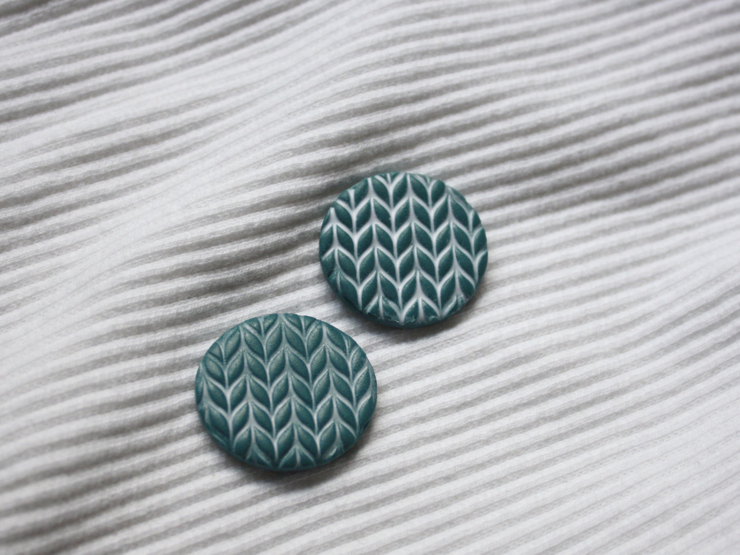 Teal & White Textured Studs