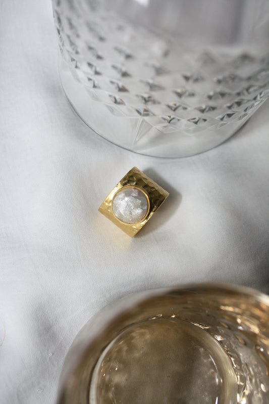 Gold Mother of Pearl Band Ring