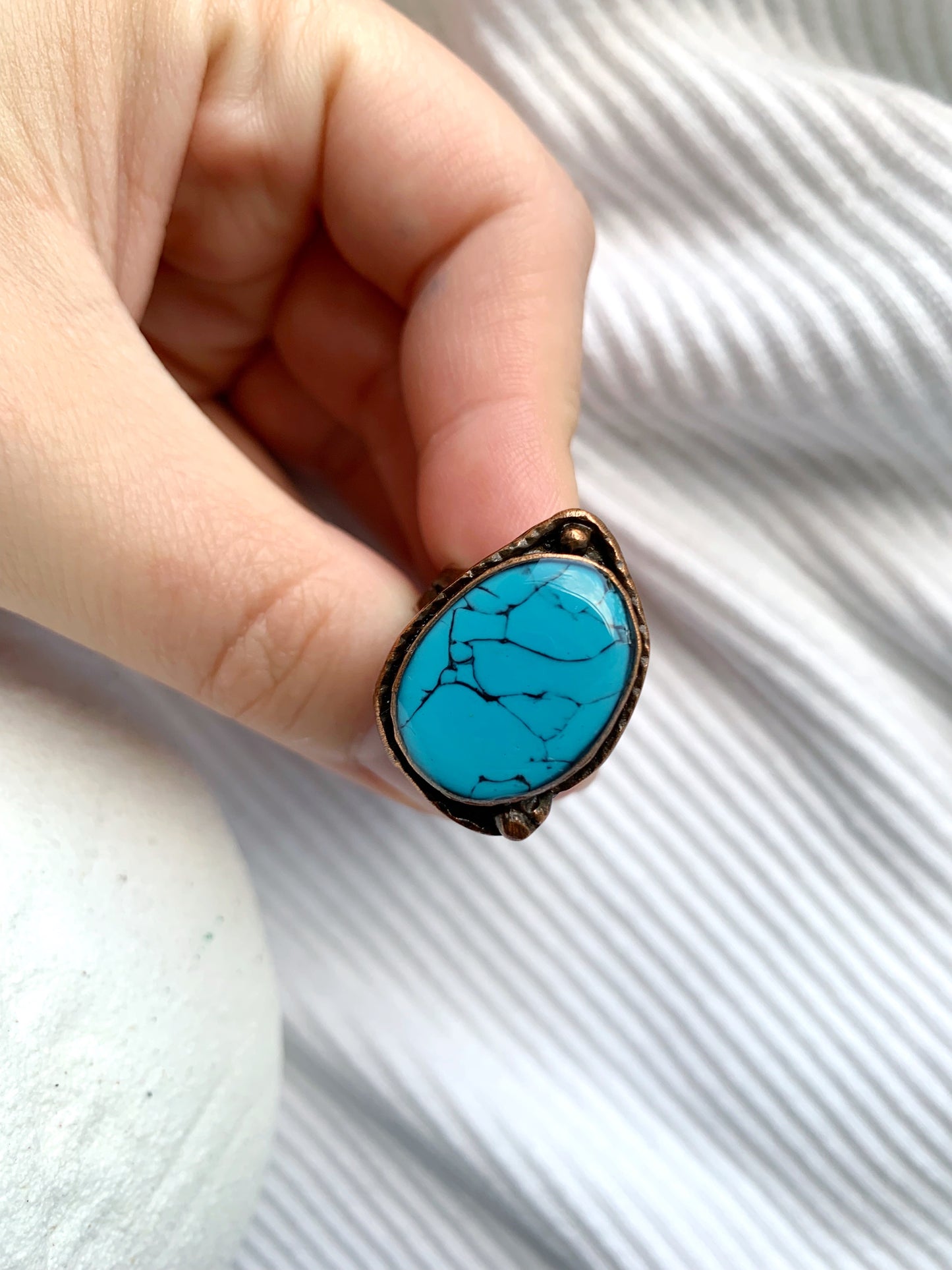 Bronze Oval Turquoise Ring