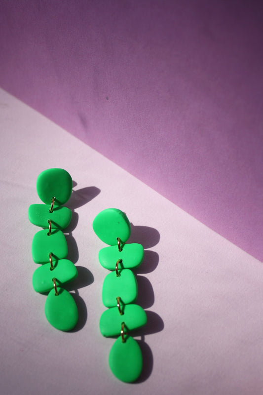 Kelly Green Organic Pebble Long Dangles